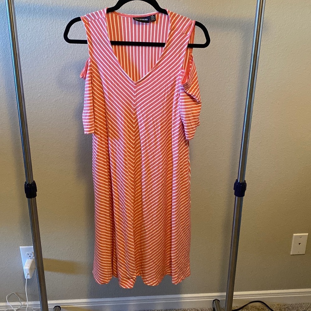 Nina Leonard Exposed Shoulder Casual Dress